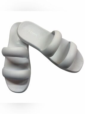 Old Navy Double-Strap Puff Slide Sandals White EVA Foam Beach Casual Size 10